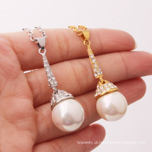 Jóias de jóias de prata moda Charms de aço inoxidável Jóias Lady Gold White Pearl Pingente